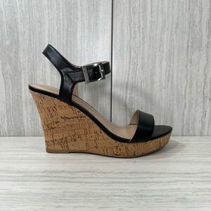 Charles David Black Wedge Sandals